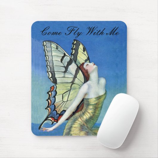 Monarch Butterfly Fairy Wearing Golden Dress Muismat (Met muis)