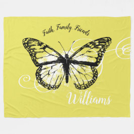 Monarch Butterfly Faith Family, Friends Yellow Fleece Deken