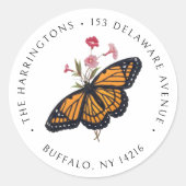  Monarch Butterfly Fine Art Retouradres Ronde Sticker (Voorkant)