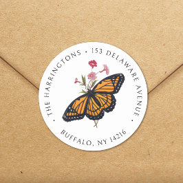  Monarch Butterfly Fine Art Retouradres Ronde Sticker