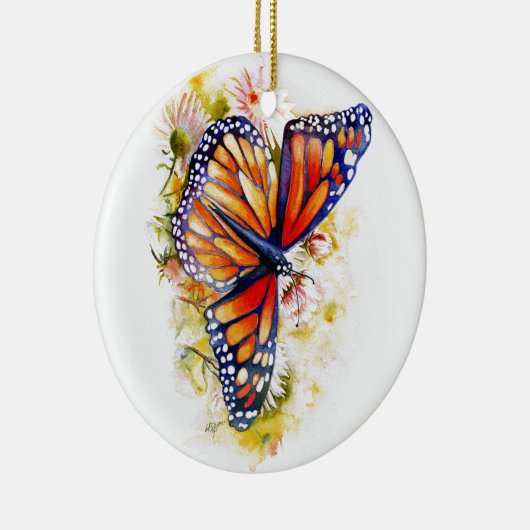 Monarch Butterfly Floral Keramisch Ornament (Rechts)