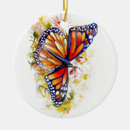 Monarch Butterfly Floral Keramisch Ornament