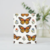 Monarch Butterfly Floral Pattern Briefkaart (Staand voorkant)