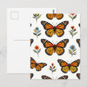 Monarch Butterfly Floral Pattern Briefkaart (Voorkant / Achterkant)