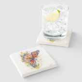 Monarch Butterfly Floral Stenen Onderzetter (Zijkant)