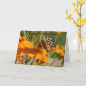 Monarch Butterfly Flower Birthday Wenskaart Kaart (Gele Bloem)