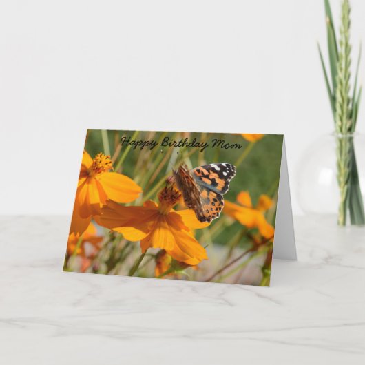 Monarch Butterfly Flower Birthday Wenskaart Kaart (Voorkant)