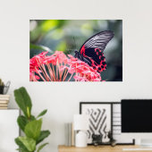 Monarch Butterfly & Flower Poster (Thuiskantoor)