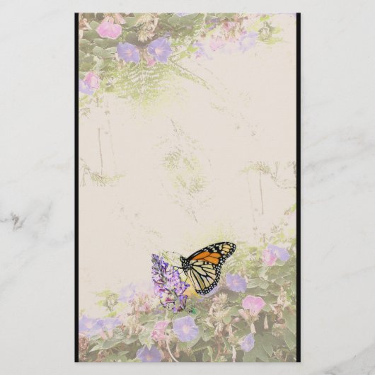 Monarch Butterfly Flowers Stationery Briefpapier (Voorkant)