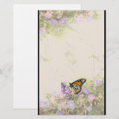 Monarch Butterfly Flowers Stationery Briefpapier (Voorkant / Achterkant)
