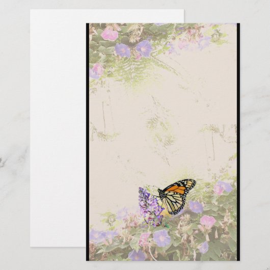 Monarch Butterfly Flowers Stationery Briefpapier (Voorkant / Achterkant)