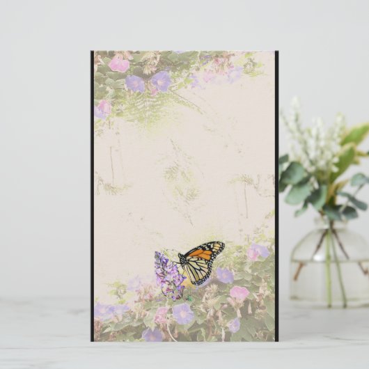 Monarch Butterfly Flowers Stationery Briefpapier (Staand voorkant)