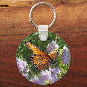 Monarch Butterfly Foto Paarse Floral Natuur Sleutelhanger (Voorkant)