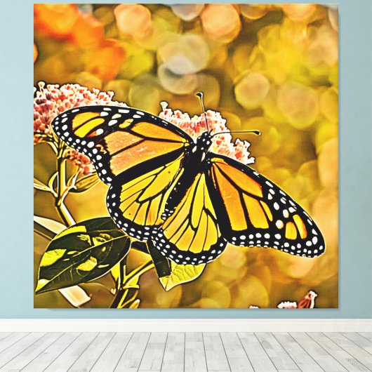  Monarch Butterfly Garden Art Canvas Afdruk (Insitu (Houten vloer))