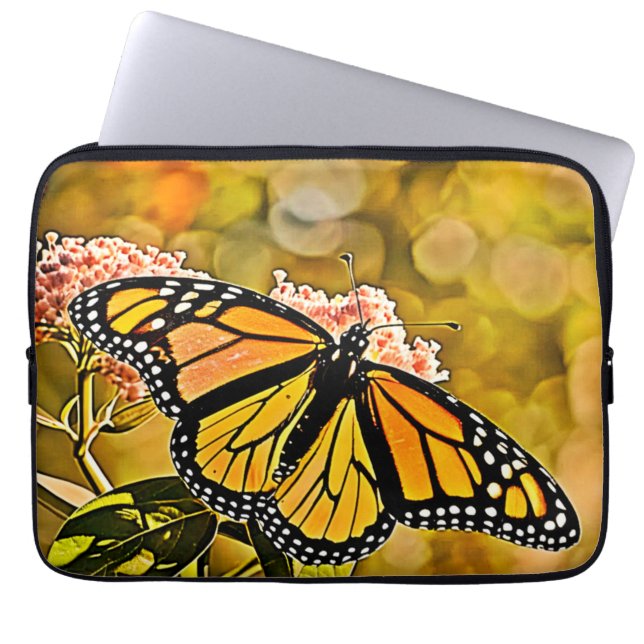  Monarch Butterfly Garden Art Laptop Sleeve (Voorkant)