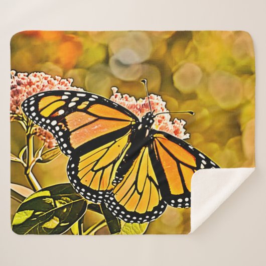 Monarch Butterfly Garden Art Sherpa Deken (Voorkant (horizontaal))
