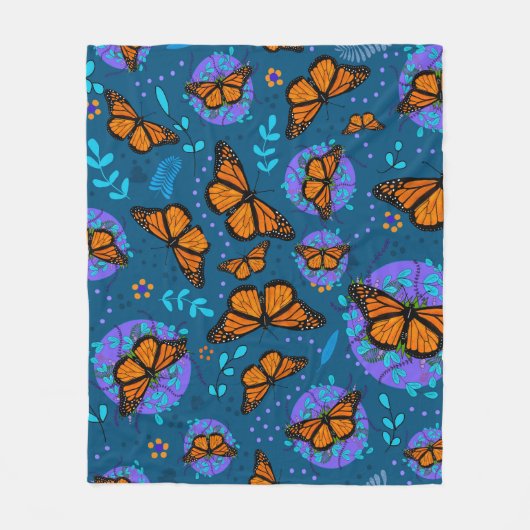 Monarch Butterfly Garden Fleece Deken (Voorkant)