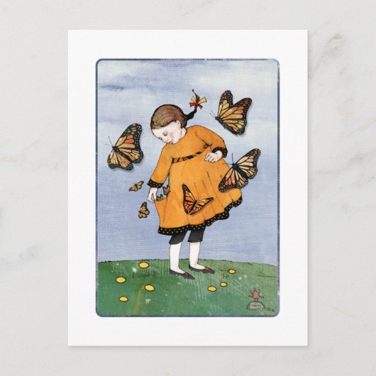 Monarch Butterfly Girl Briefkaart (Voorkant)