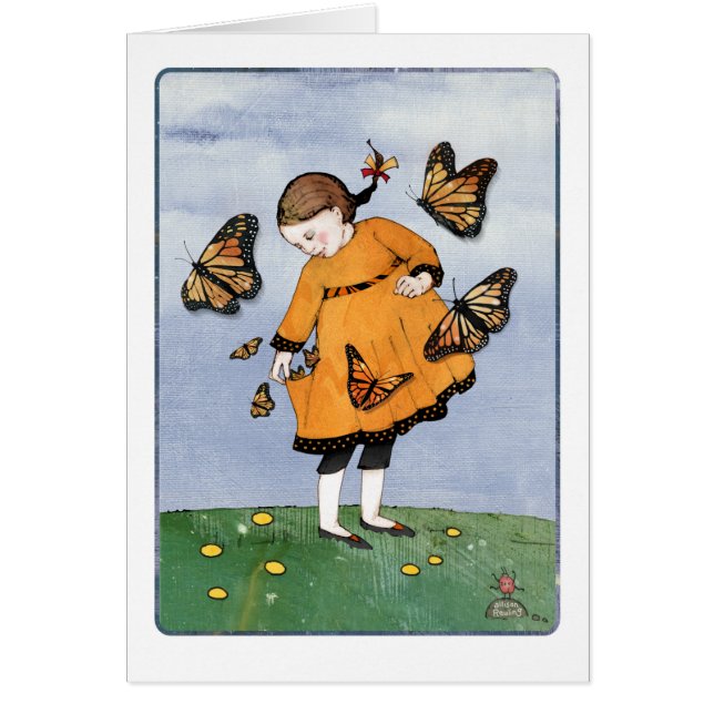 Monarch Butterfly Girl Wenskaart (Voorkant)