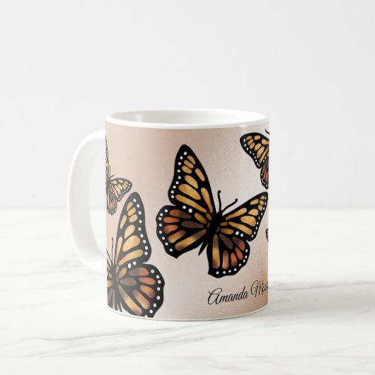 Monarch Butterfly Golden Wings Summer natuur Koffiemok (Voorkant links)