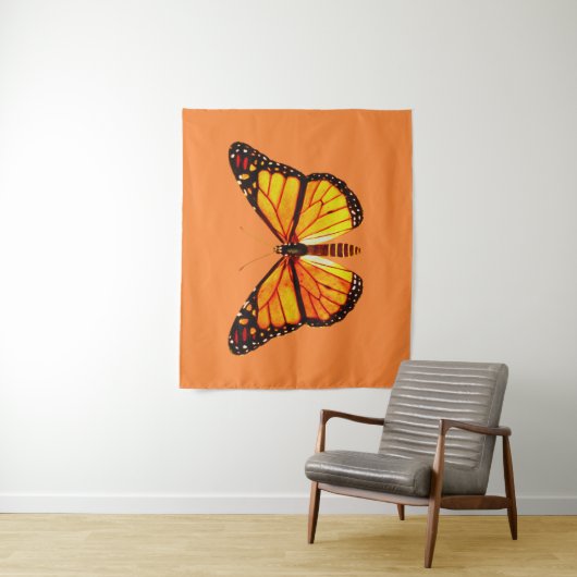 Monarch Butterfly, gouden Sinaasappel en zwart Wandkleed (In situ)