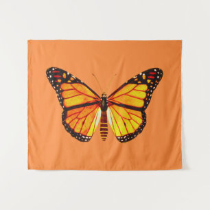 Monarch Butterfly, gouden Sinaasappel en zwart Wandkleed