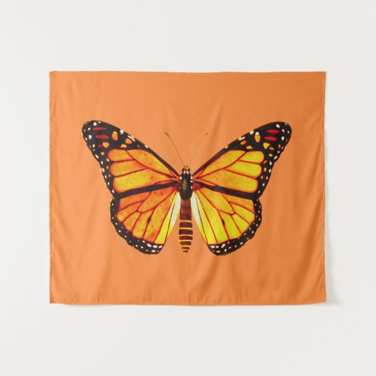 Monarch Butterfly, gouden Sinaasappel en zwart Wandkleed (Voorkant (horizontaal))