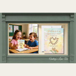 Monarch Butterfly Heart Watercolor Valentine Notitiekaartje