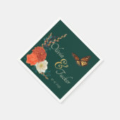 Monarch Butterfly Herfst Floral Forest Green Custo Servet (Hoek)