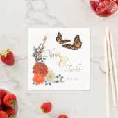 Monarch Butterfly Herfst Floral ivoor Custom Servet (Insitu)