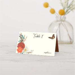 Monarch Butterfly Herfst Floral Ivoor Plaatskaartje