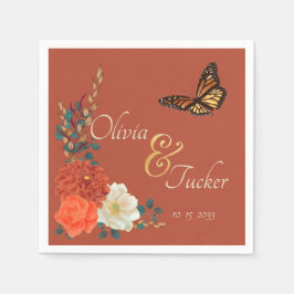 Monarch Butterfly Herfst Floral Terracotta Custom Servet