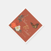Monarch Butterfly Herfst Floral Terracotta Custom Servet (Hoek)