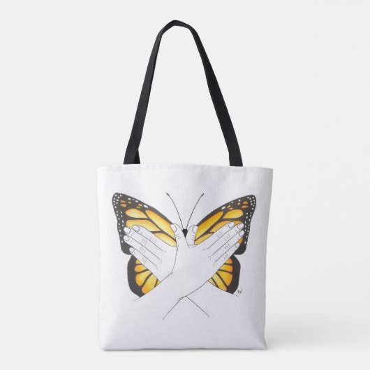 Monarch Butterfly in ASL Tote Bag (Achterkant)
