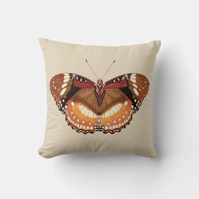 Monarch Butterfly in Brown, Rust and Cream Kussen (Voorkant)