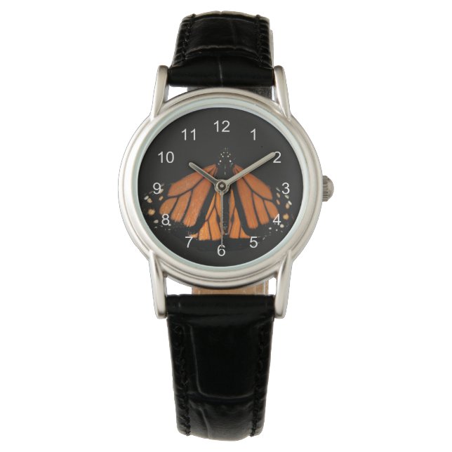 Monarch Butterfly in de sleutel van het Sinaasappe Horloge (Voorkant)