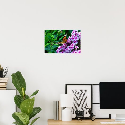 Monarch Butterfly in Flowers Poster (Thuiskantoor)