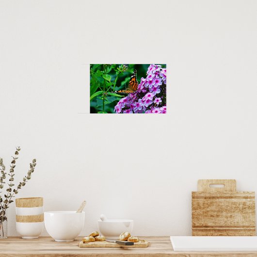 Monarch Butterfly in Flowers Poster (Keuken)