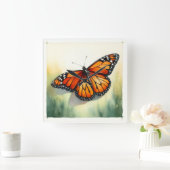 Monarch Butterfly in Watercolor REF55 - Watercolor Vierkante Klok (Huis)