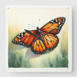 Monarch Butterfly in Watercolor REF55 - Watercolor Vierkante Klok