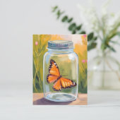 Monarch Butterfly Jar Watercolor Painting Card (Staand voorkant)