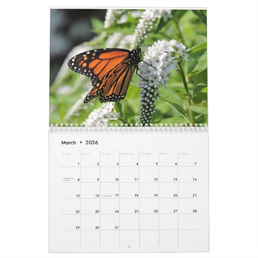 Monarch Butterfly Kalender (Mar 2026)
