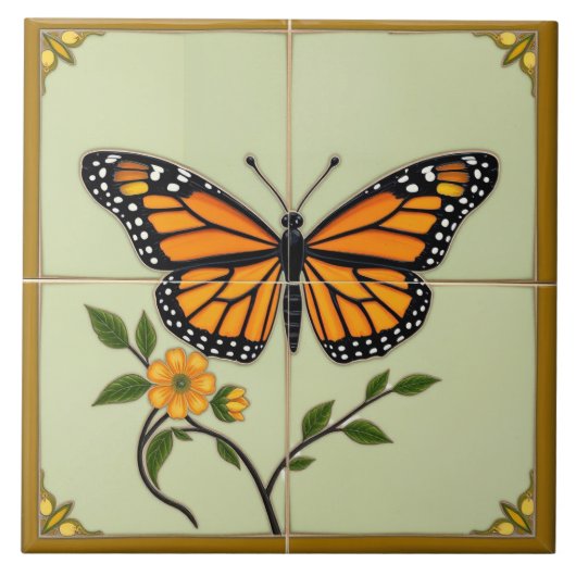 Monarch Butterfly - Keramische Tegel Tegeltje (Voorkant)