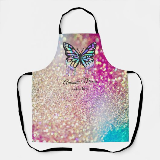 Monarch Butterfly Life Coach Holografische Druppel Schort (Voorkant)