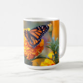 Monarch Butterfly Marigold Foto Koffiemok (Voorkant rechts)