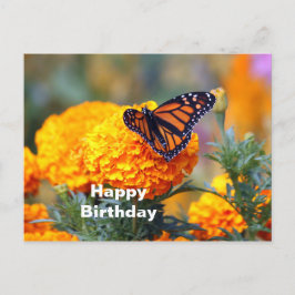 Monarch Butterfly Marigold Foto Verjaardag Briefkaart