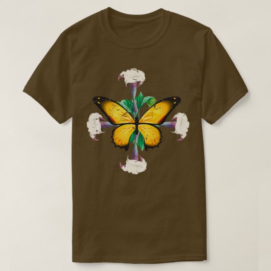 Monarch Butterfly met datura blooms leaf mandala T-shirt (Design voorkant)