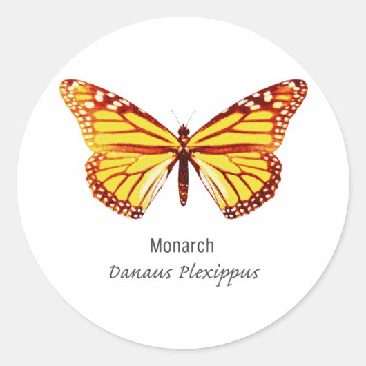 Monarch Butterfly met naam Ronde Sticker (Voorkant)
