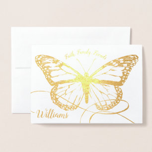 Monarch Butterfly Monogrammed Gold Folie Kaarten