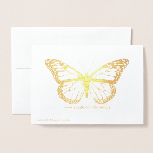 Monarch Butterfly Monogrammed Gold Folie Kaarten (Met envelop)